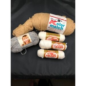 Mixed Yarn Lot 5 Skeins Red Heart Cotton Lion Brand Vanna Choice Kolor Match